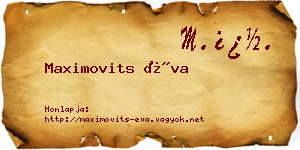 Maximovits Éva névjegykártya